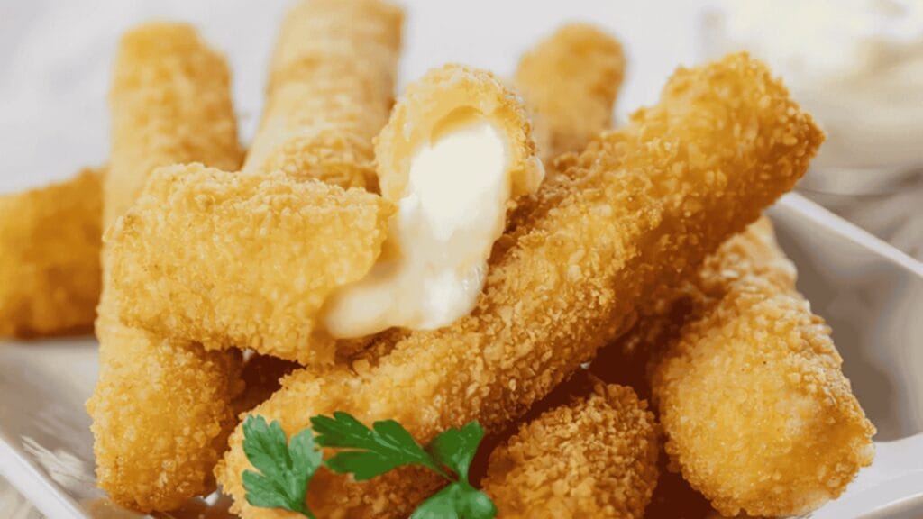 Palitos de queijo crocantes para petiscos rápidos.